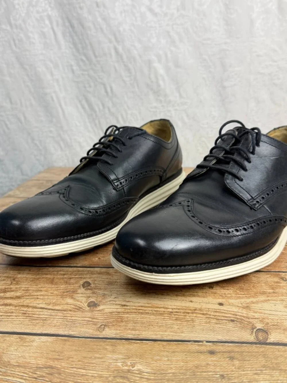 Cole Haan Men's 13 Black Leather Wingtip Oxford Brogue Dress Shoes OriginalGrand